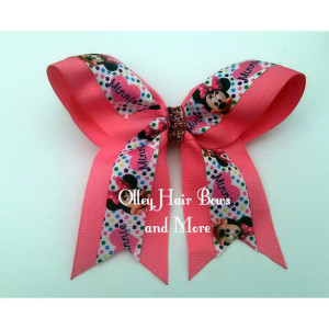 Minnie Polka Dot Cheer Hair Bow - Minnie Dot Hair Bow - Pink polka dot Hair Bow -  Minnie Accessories - Polka Dot  Accessories