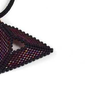 Beaded Triangle Necklace // Red and Black // Seed Beads // Beadwork