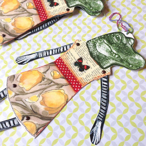 Christine Alligator Paper Doll -gator ornament card alternative paper goods