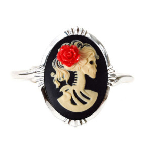 Lolita Silvertone Cuff Bracelet- Gothic Jewelry
