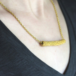 Gold Crochet Pendant Necklace