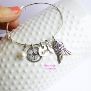 Fly to Your Dreams Graduation Silver Bangle Bracelet