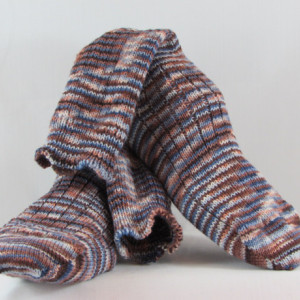Bits of Brown and Blue Hand Cranked Socks-Free Shipping
