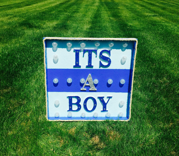 Its a Boy! Lighted Blue Marque Sign (Baby Shower) (Boy) (Handcrafted)
