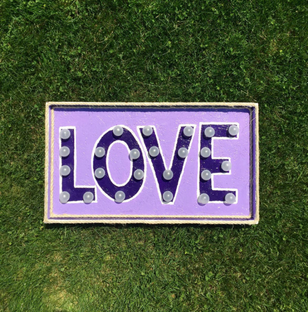 Love Marquee Sign (Purple) Handcrafted Original