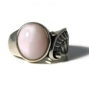 Pink Opal, Opal Ring, Angel Wings, Healing Ring, Gemstone Ring, Birthstone Ring,Cocktail Ring, Statement Ring, Solitaire Ring, Bezel Ring