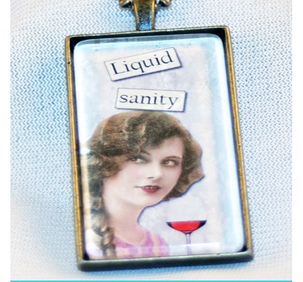 Vintage Lady Wine Glass Pendant Necklace Jewelry Gifts