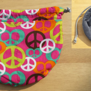Grand Opening Sale!!!! Silver Velveteen Multi-Pocket Bag with Peace Signs on a Pink Field