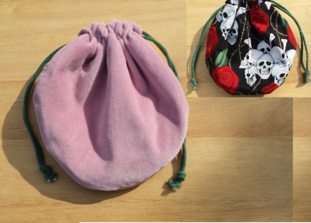 Grand Opening Sale!!!! Pink Velveteen Multi-Pocket Bag with Skulls and Roses on Black