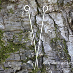Silver Hair Sticks - Nickel Silver - Tiny Circles - Set Of 2 Hand Forged Minimalist Metal Hair Sticks - Haar Stick - Alpaca - Two Feathers