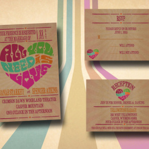 Custom Retro Wedding Invitations with RSVP - Retro Poster - All you need is love