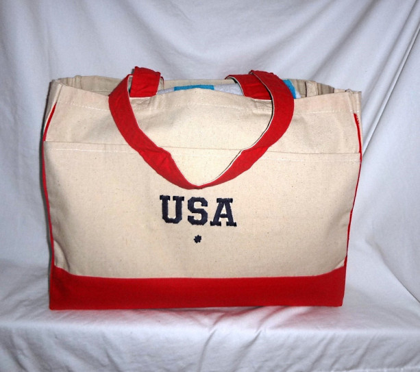 Back to School Olympic USA Tote Bag ~ Beach Bag Extra Large w/ Embroidery (Both Sides)