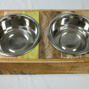 Reclaimed Wood Dog Bowl Stand