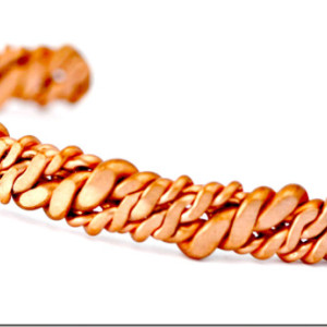 Bold Copper Helix Mens Cuff Bracelet