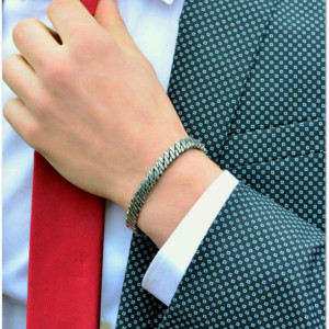 Niobium Double Helix Men's Cuff Bracelet