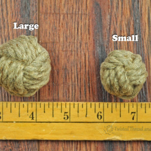 1 Pair Hemp Rope Monkey Fist Drawer Pulls – Natural Rope Cabinet Knobs – Rustic Decor