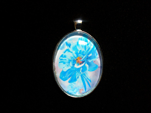 Blue Fantasy Flower Silver Pendant