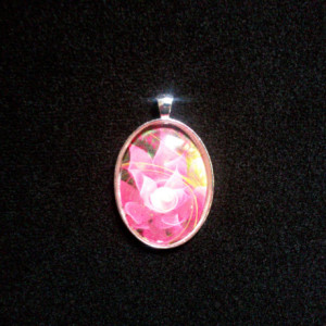 Pink Fantasy Flower Silver Pendant