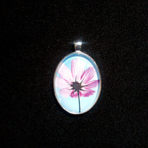 Purple Daisy and the Sky Silver Pendant