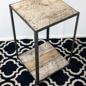 Reclaimed Pallet Wood and Steel Side Table Natural Wood & Steel