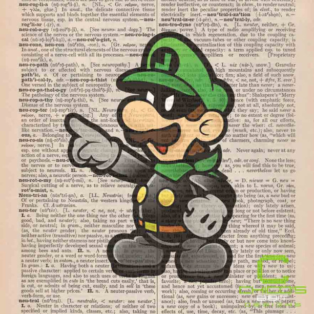 Masked Luigi Dictionary Page Print