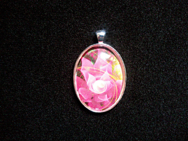 Pink Fantasy Flower Silver Pendant