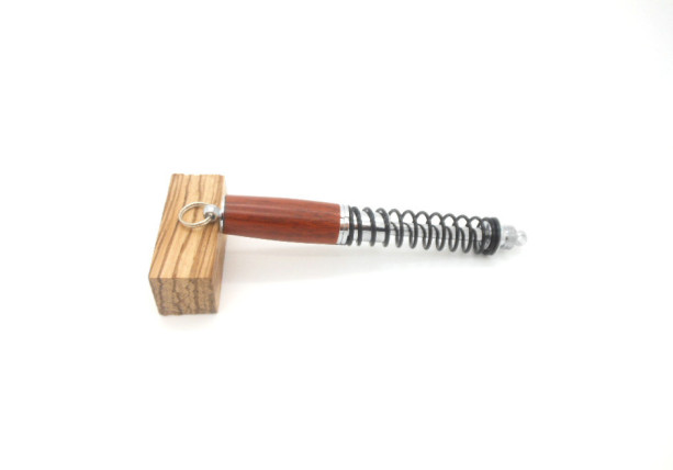 Handcrafted Shock Absorber Pen with Black Enamel Spring featuring Zebrawood, gearhead or mechanic gift, motorcycle enthusiast, Father's Day