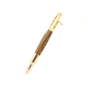 Handcrafted pen, 24K Gold Bolt Action Pen featuring bocote, gun themed pen, perfect gift for a gun enthusiast or hunter, Father's Day Gift