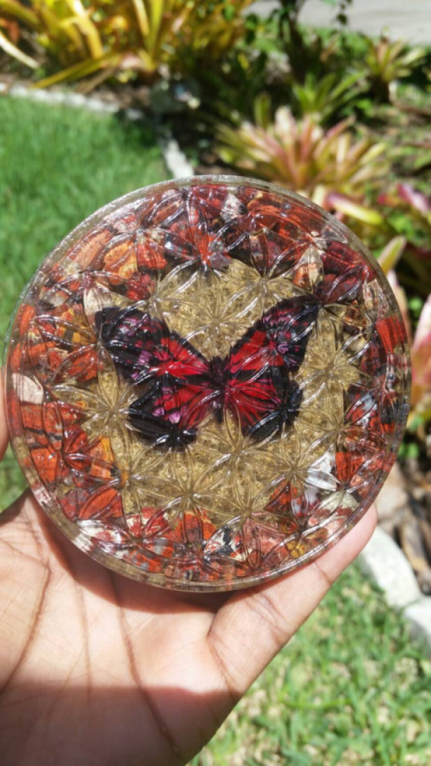 Red Brecciated Jasper Flower of Life charging plate