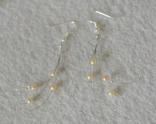Swarovski pearl earrings - multistrand - Peachy