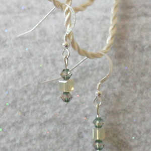Sterling silver swarovski cube dangle earrings