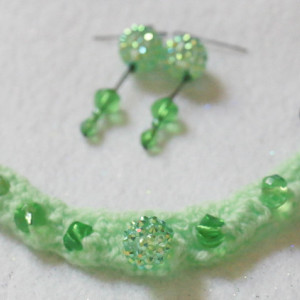 Crochet bracelet and dangle earrings - Margarita