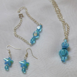 3 piece jewelry set - Earrings, necklace, and bracelet - Under the Sea