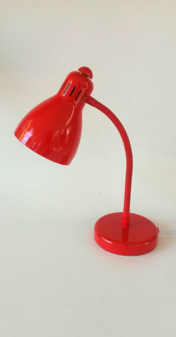 Red Lamp Gooseneck Desk Vintage Lighting Table Lamp Adjustable Office Decor Bedroom Nightstand Kids Bedroom White Lampshade Bullet Shade