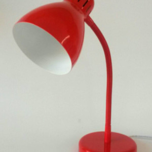 Red Lamp Gooseneck Desk Vintage Lighting Table Lamp Adjustable Office Decor Bedroom Nightstand Kids Bedroom White Lampshade Bullet Shade