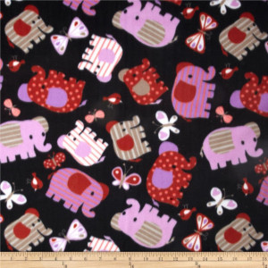 Pinky Elephants No Sew Fleece Baby Blanket