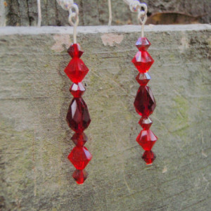 Red Swarovski Crystal Dangle Earrings