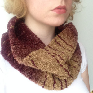 A Gold and Maroon Handwoven Cowlneck Scarf