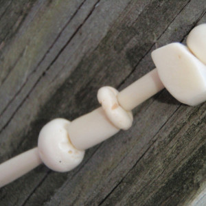 White Mother of Pearl, Bone and Blue Clay Bead Necklace