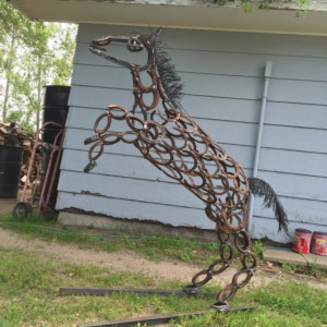 Horseshoe horse sculpture, made to order