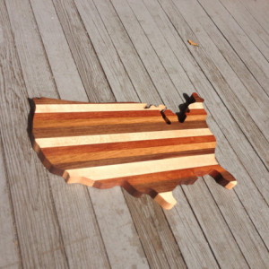 American Shaped Cutting Board - Butcher Block Mixed Grain - Great American Present - Hardwood Mixed Species