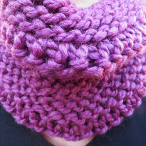 A Purple Knit Cowl Neck Scarf