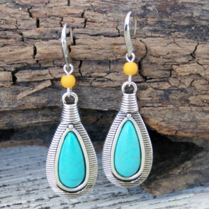 Boho Turquoise Earrings-Boho Earrings-Boho Jewelry-Gypsy Earrings-Bohemian Earrings-Tribal Earrings-Bohemian Jewelry-Hippie Earrings-Boho