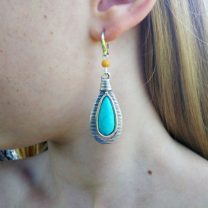 Boho Turquoise Earrings-Boho Earrings-Boho Jewelry-Gypsy Earrings-Bohemian Earrings-Tribal Earrings-Bohemian Jewelry-Hippie Earrings-Boho