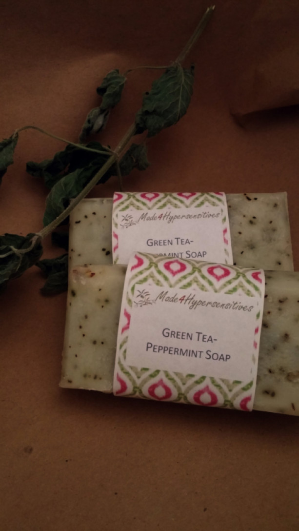 5 Bars Green Tea-Peppermint Soap Bastille Exfoliating Bulk Pack Handmade Organic Vegan