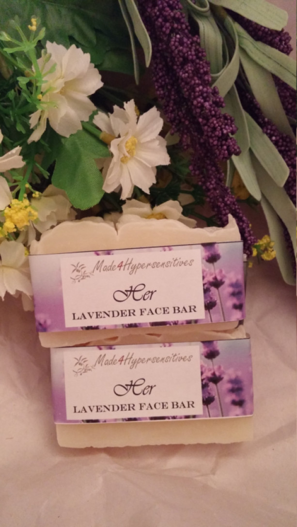 Lavender Facial Soap for Her- Moisturising, Cleansing, treats redness Inflammation acne and good for aging skin by Made4hypersensitives