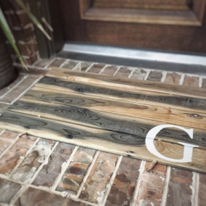 Wood Doormat, Monogram, Custom Distressed Finishes: AGED NATURAL SHOWN - Free Shipping