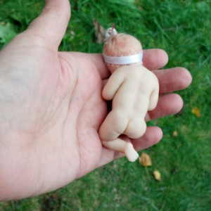 OOAK Miniature Polymer Clay Baby Sculpture Art Doll