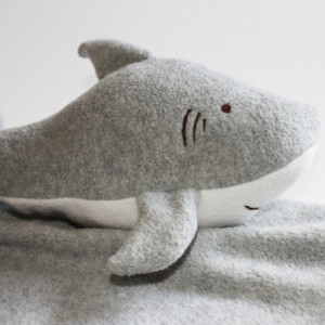 Great White Shark Security Blanket, Lovey Blanket, Satin, Baby Blanket, Stuffed Animal, Baby Toy - Customize Color - Monogramming Available