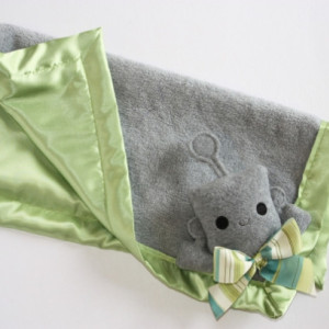 Gray Robot Security Blanket, Lovey Blanket, Satin, Baby Blanket, Stuffed Animal, Baby Toy - Customize Color - Add Monogramming